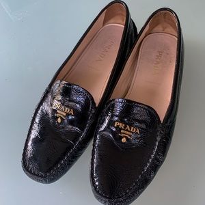 Prada Loafers in Black Patent Leather